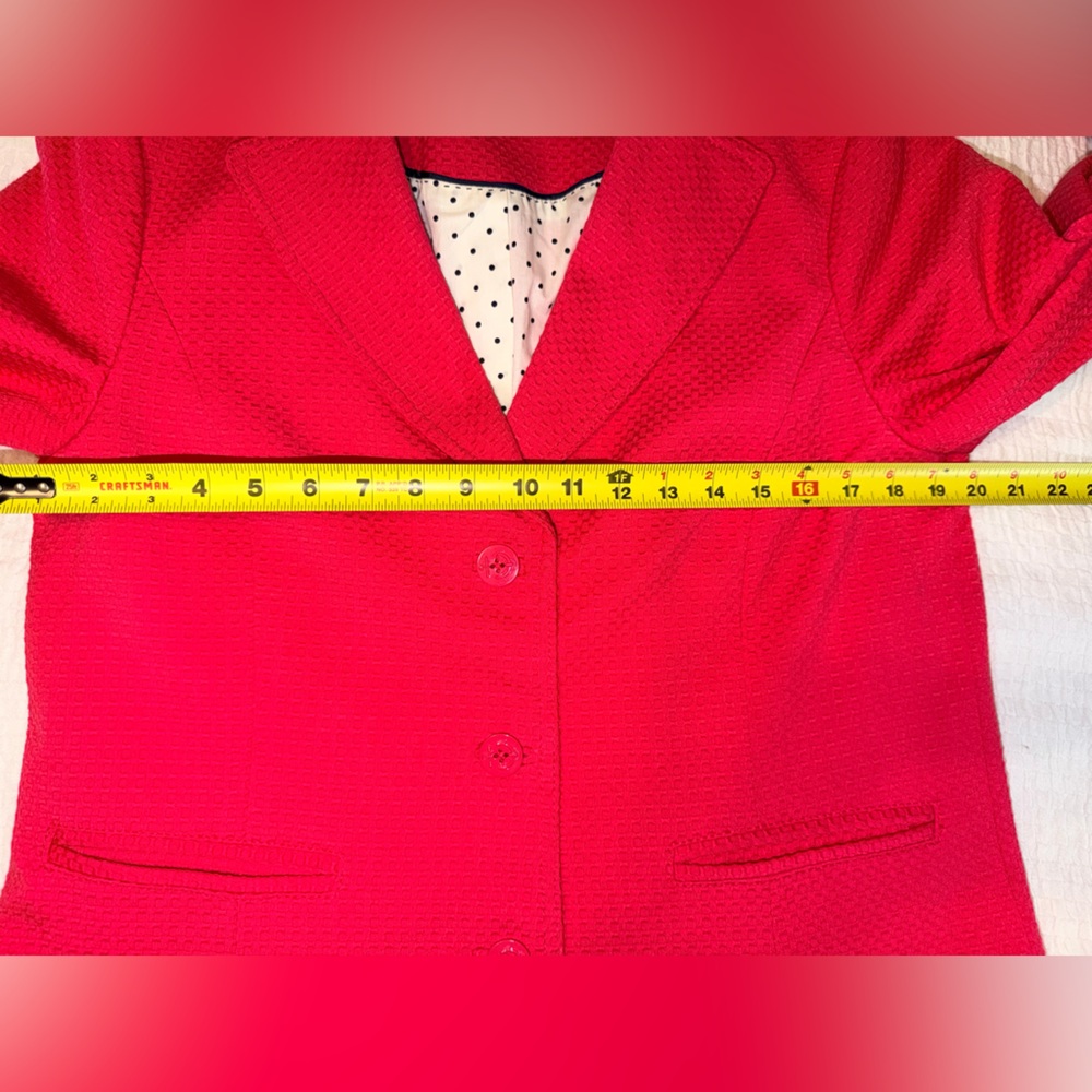 Women's Raspberry Pink Textured Blazer Jacket 3-button - Picture 7 of 9